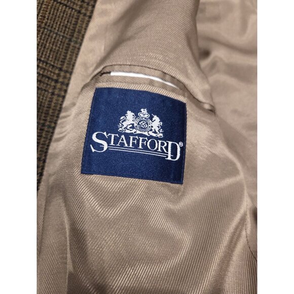 Stafford Lambswool Blazer Sz 43R Check Tweed Plaid Sport Coat - Picture 8 of 15